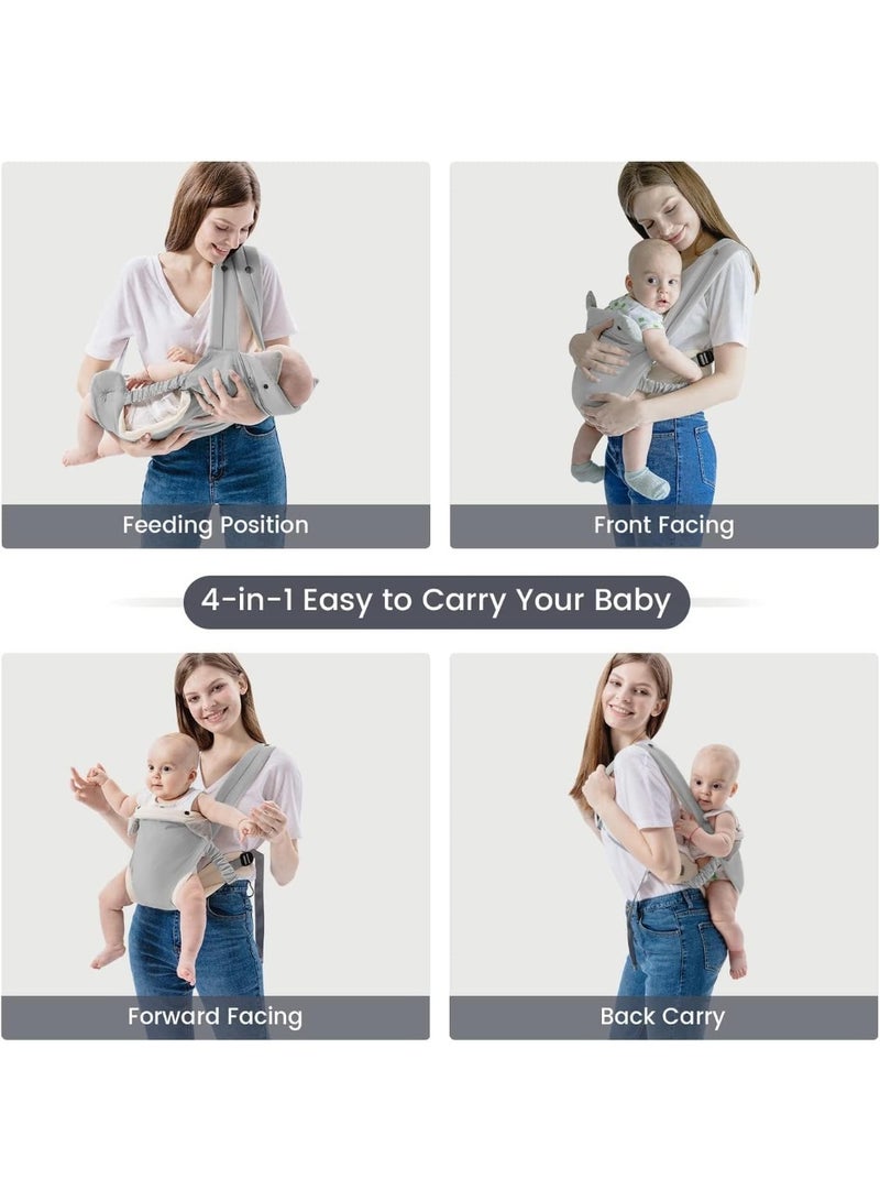 TAPIT Baby Carrier Newborn to Toddler Ergonomic Infant Carrier Breathable Baby Sling with Pocket Adjustable Multi-Position Baby Holder with Lumbar Support for Babies 3-36M (8-33lbs) Grey - Image 3